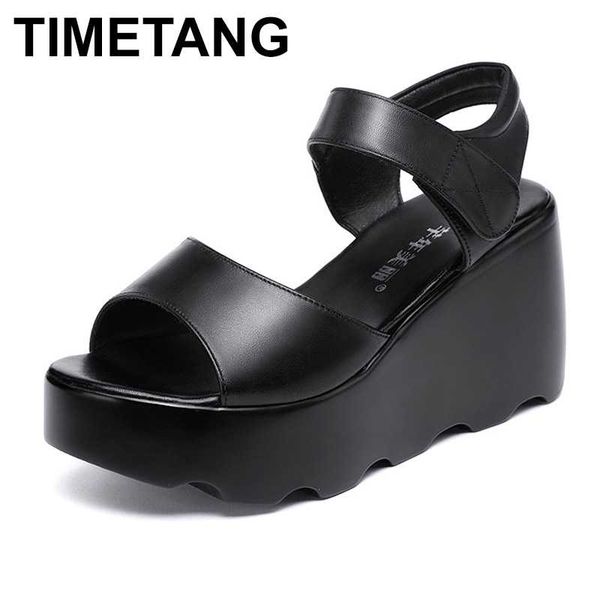 

timetangsize 32 до 43 танкетки женщин сандалии лета 2020 новая платформа красной черной с открытым носком сандалии женщин, Black