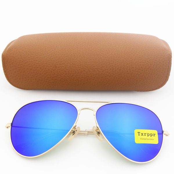 

driving sunglasses for men women vassl sun glasses matte gold frame blue mirror 58mm uv400 glasses lens with brown box, White;black