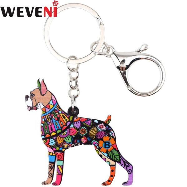 

weveni original plastic boxer dog key chain key ring bag charm man car pendant statement 2020 trendy jewelry for women, Silver