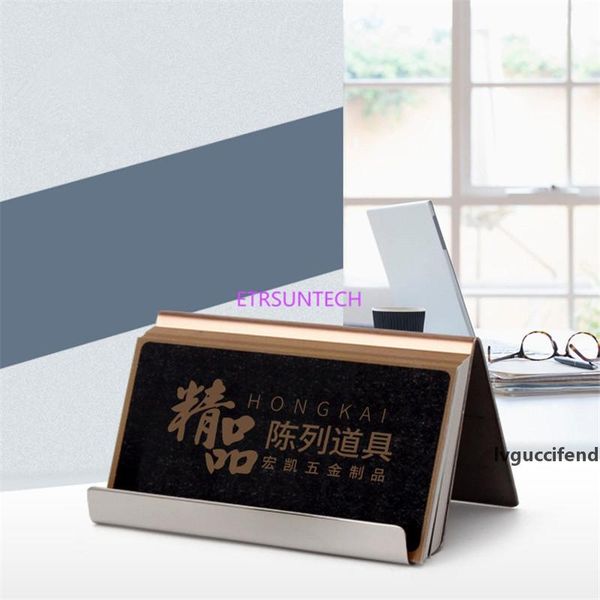 

modern stainless steel business card holder name card holders note holder display stand satin finish luxury deskstand case lx0790