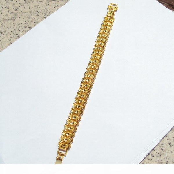 

k 18 k yellow gold filled nugget bracelet 15 mm wide -200 mm +20mm lengthen made in cn -lifetime warranty, Golden;silver