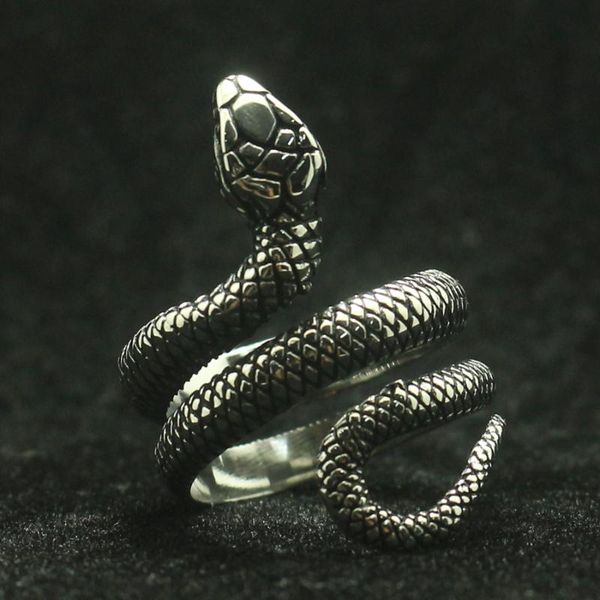 

men boy 316l stainless steel punk gothic snake ring newest, Golden;silver