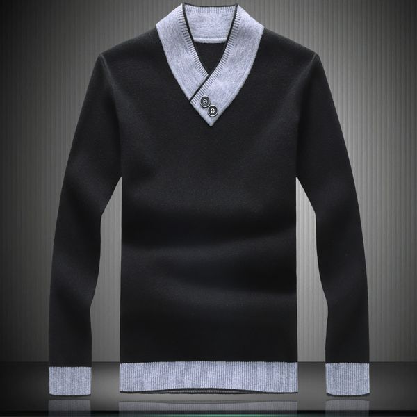 

2020 autumn and winter thickening to increase the main push large cashmere sweater 10 yards black bottom pullover men clothes, White;black