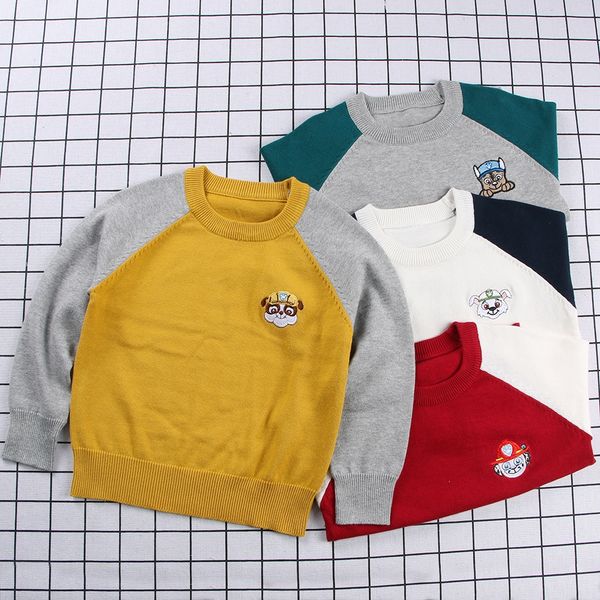 

tjb35 spring and pulloverair conditioning pullover summer new wangwang team knitted contrast color pure cotton pullover for boys and girls p, Blue