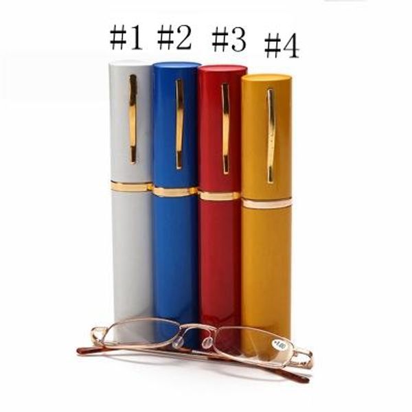 

reading presbyopic glasses with random color metal tube case glass men women eyewear portable comfortable