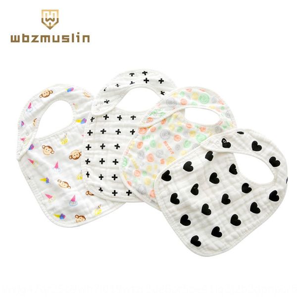 

cotton 6-layer gauze large u-shaped children's meal pocket cartoon saliva towel bib saliva towel enlarged baby's meal bib