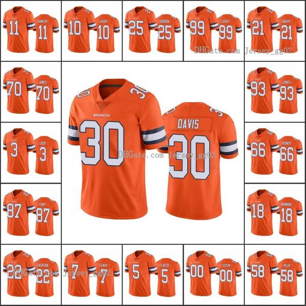 

denver broncos men #3 drew lock 87 noah fant 30 phillip lindsay 58 von miller women youth nfl custom color rush limited jersey, Black;red