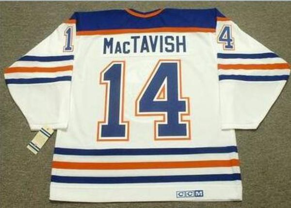 

пользовательские мужчины молодежные женщины в стиле ретро # 14 крейг mactavish эдмонтон ойлерз 1987 ccm hockey джерси размер s-5xl или польз, Black