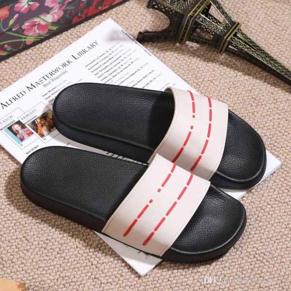 

designer rubber slide sandal floral brocade men slipper gear bottoms flip flops women striped beach causal slipper us5-12#402, Black