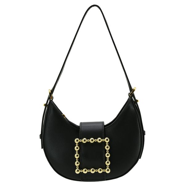 

retro style semicircle shoulder armpit bag black style lock crossbody leather cowhide bag women leather handbag crossbody