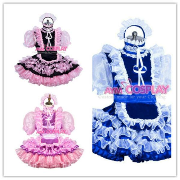 

lockable sissy maid атласная органзы платье мужской cd / tv tailor-made, Black;red