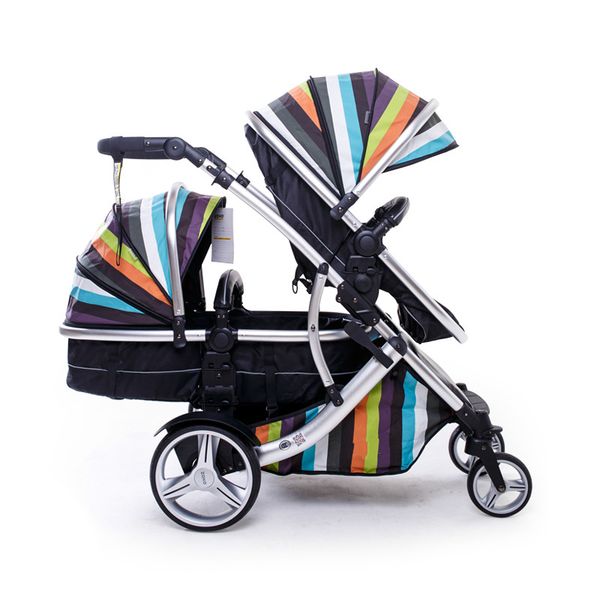 

3 in 1 eu high-grade two-way twin baby strollers can sit can lying high landscape double portable stroller