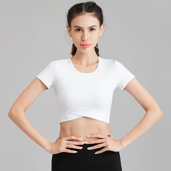 

moonglade yoga clothes t-shirt sports fitness short-sleeve 2020 new expose navel women quick-dry simple slim summer, White;black