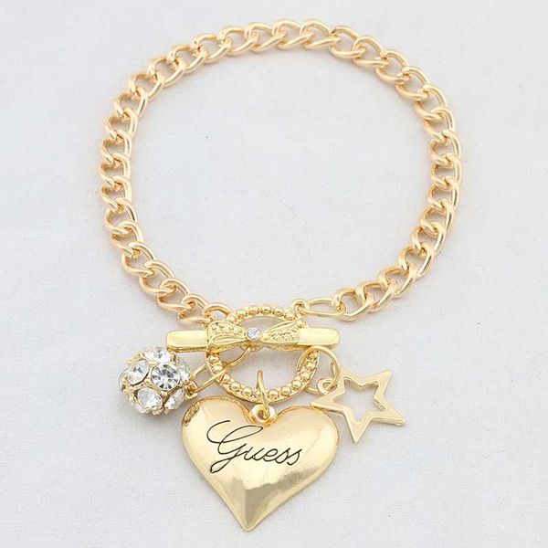 

crystal bow hollow pentagram bracelet bangle sliver gold chain bracelet for women ball heart friends bracelets jewelry, Black
