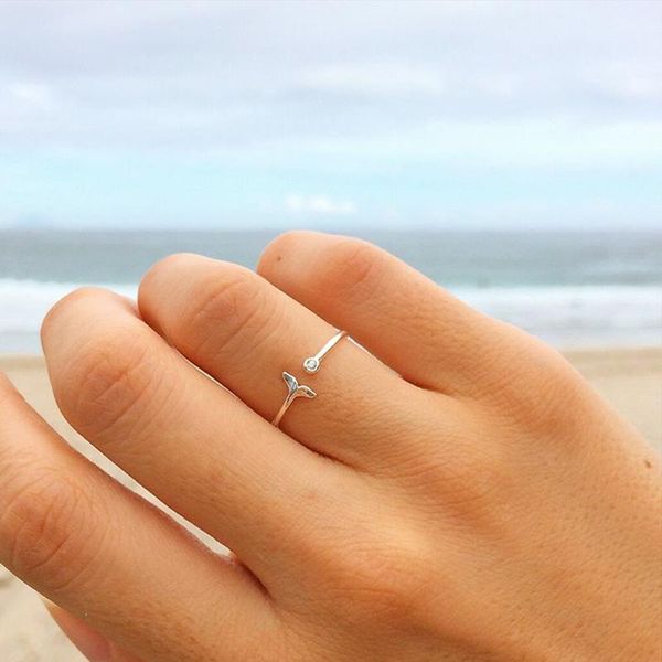 

2018 new fashion silver fish tail finger mermaid tail cuff ring