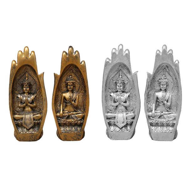 

смола будда сидит в руке скульптуры азиатских тайский будда в ладонях статуя