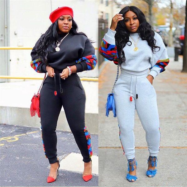 

tracksuits side patchwork leisure hoodie jogger suits outfits 20ss women 2 piece sets new stylish leopard women, Gray