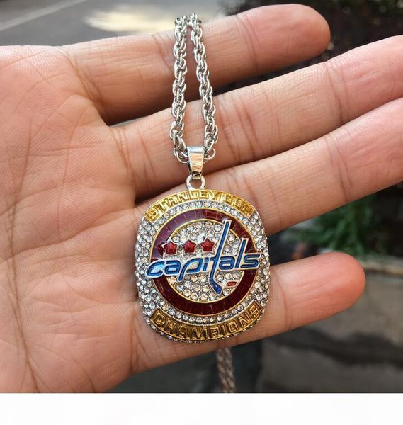 

j 2018 washington capitals stanley cup championship ring pendant necklace with chain sport sweater chain wholesale, Silver