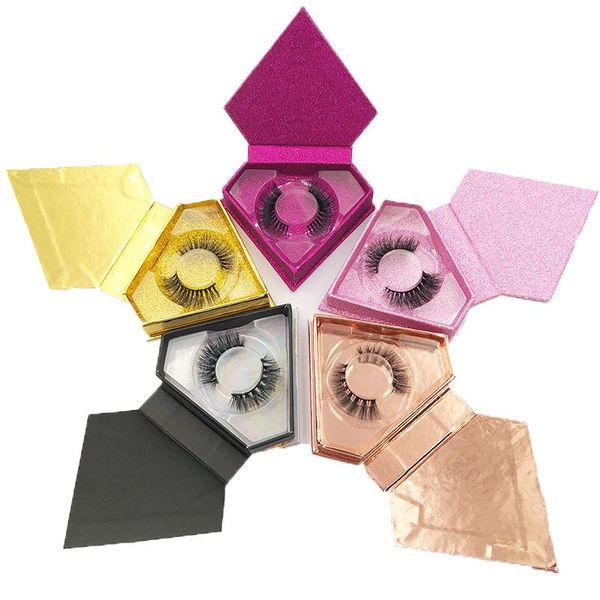 

25mm eyelashes with diamond shape eyelash packaging box 3d mink eyelashes vendor