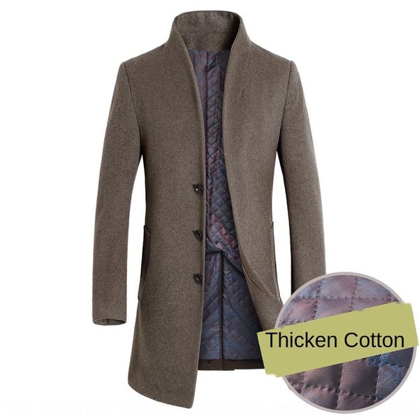 

2019 new men's wool wool new korean style slim woolen coat mid-length woolen thickened coat for men, Black