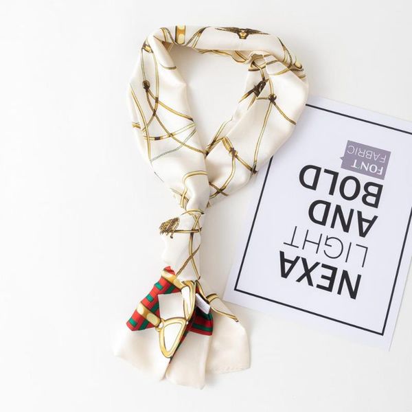 

2020 fashion women scarf long silk scarf pure satin for business party elegant neck head belt neckerchief, Blue;gray