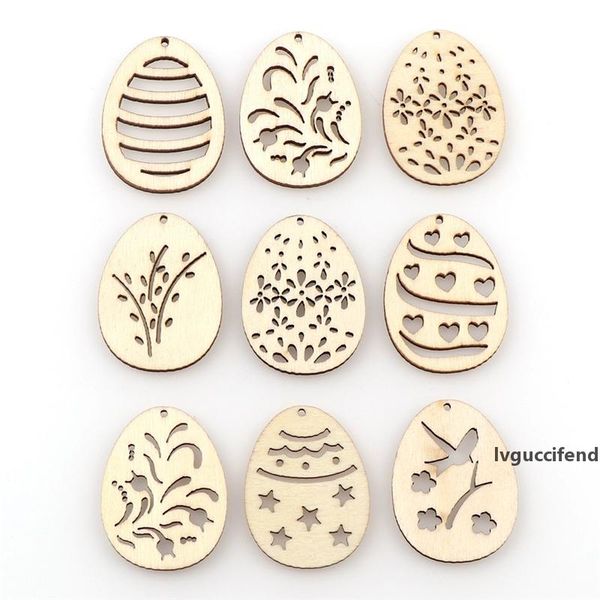 

easter wooden eggs wood hanging pendant easter party decorations supplies craft diy ornament hanging tag jk2002