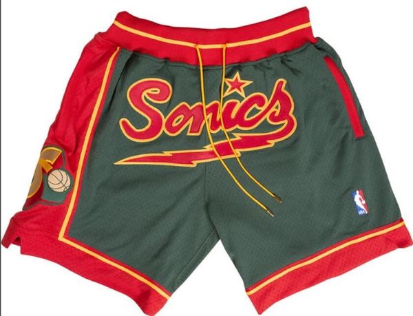 

seattle supersonics men just don retro limited edition hardwood classics nba embroidered pocket basketball shorts, Black