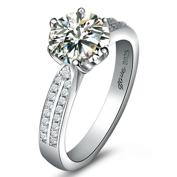

luxury 925 sterling silver 2 ct hybrid simulated diamond ring for women engagement ring for women bridal gift for girl, Slivery;golden