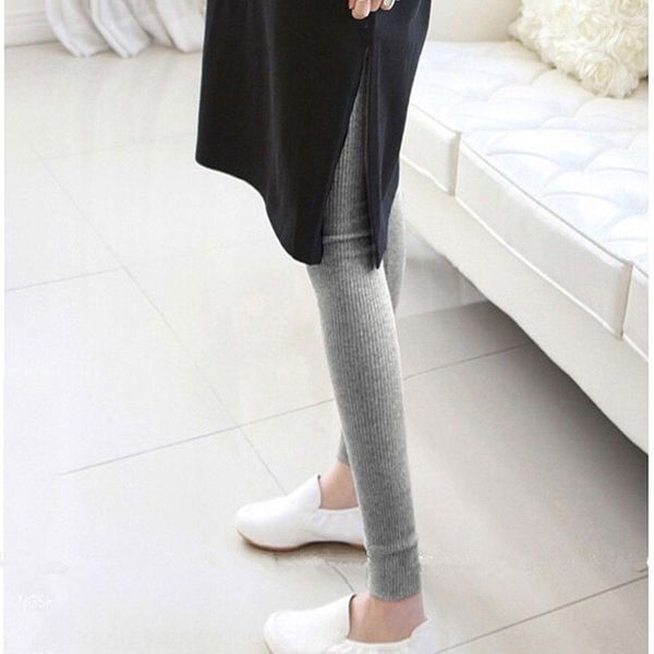 

kegli spring korean dongdaemun cotton thread vertical stripes leggings outer wear large size ankle-length pants thin leggings leggingsunderp, Black
