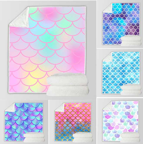 

blankets drop colorful fish scale ocean 3d printed throw blanket bedspread striped sherpa plush for kids size