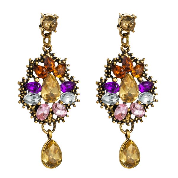 

exaggerated water drop earrings multi-layer alloy diamond acrylic earrings women's grade earrings cold wind, Golden