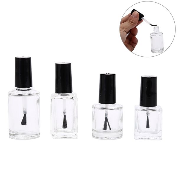 

transparent 10ml/15ml glass nail polish bottle empty with a lid brush empty cosmetic containers nail glass bottles with brush
