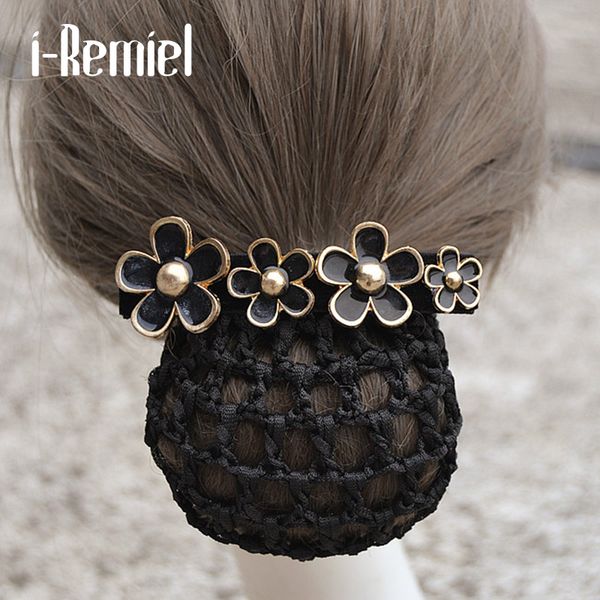 

i-remiel tulle hair clip metal stylish hairgrips bow bowknot bun net snood hair accesories clips for women hairpins lady, Golden;silver