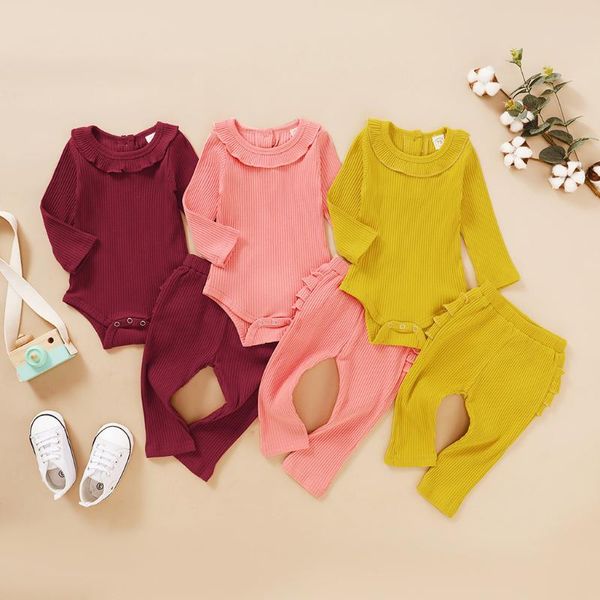 

2020 детское лето осень одежда для новорожденных infant baby boy девушки одежды зимы с длинным рукавом брюки нижнее 2pcs комплекты костюмы, White