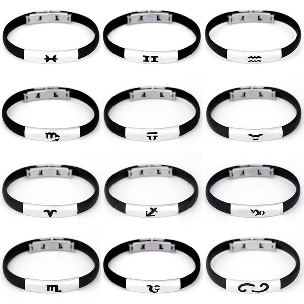 

birthday gift simple zodiac signs aries leo bracelet constellations charm men bracelets virgo pisces pendant women dropshiping, Golden;silver