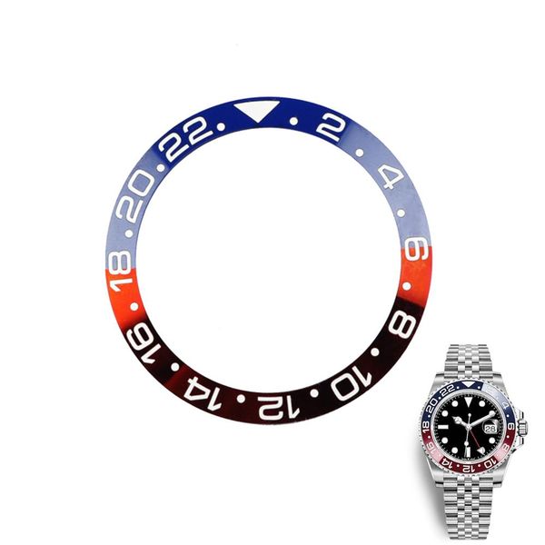 

red with blue pepsi cola ceramic watch bezel for rox gmt 38mm*30.5mm ceramic bezel puretime watch accessories watches parts, Black;brown