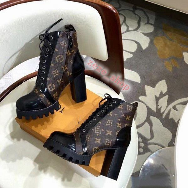 

louis vuittonlv high heels 2020 новый стиль marca красивых женщин роскошные ботильоны коренастый высокой пятки натуральной кожи кожа круглый, Black