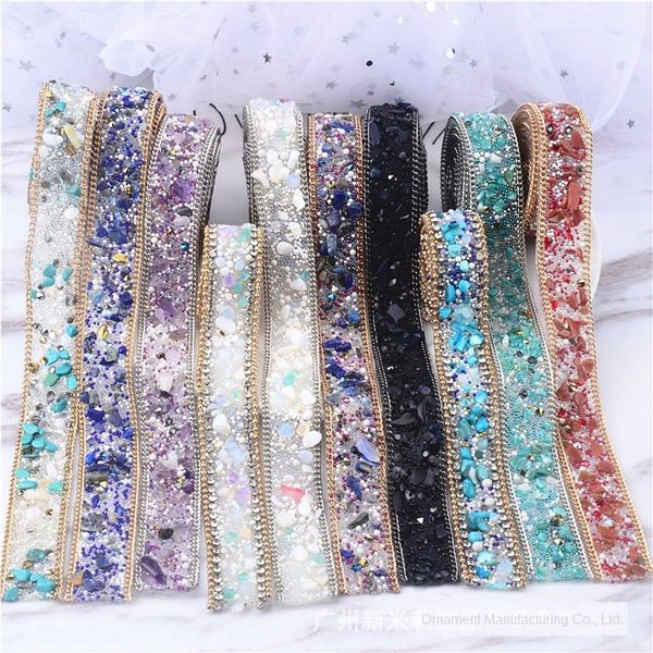 

crystal crystal candy color jade 2cm gravel strip diamond mesh diamond drilling shoes clothing hat belt decorative chain, Silver