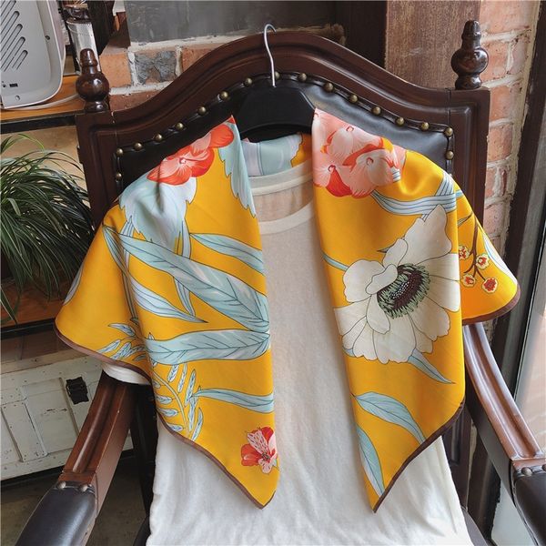 

french elegant temperament goddess summer new imitation silk twill silk square ol simulation scarf shawl scarf dual-use 90, Blue;gray