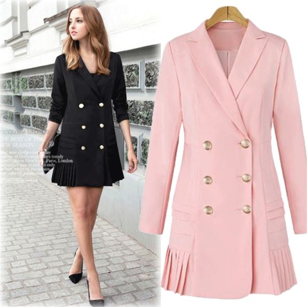 

ewq] women's blazer and jacket 2020 fashion formal office lady long suit female outerwear trench coats plus size suits outwear, White;black