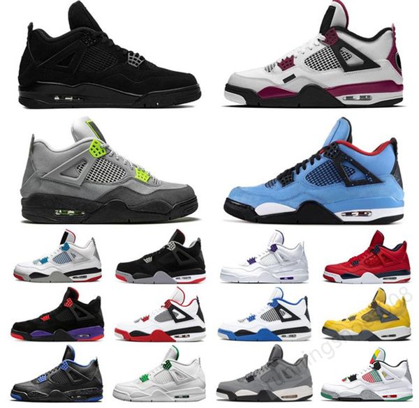 

2020 4s sail neon women mens basketball shoes court purple bred white cement cool grey black cat pure money mens sports sneakers trainers, White;red