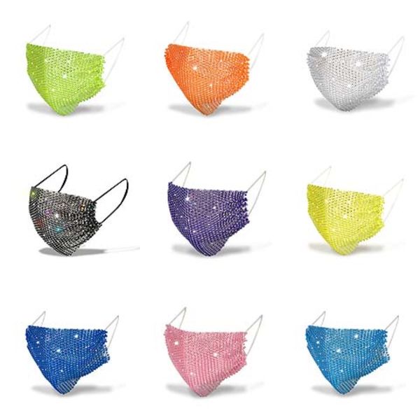 

bling rhinestone women safety faceshield transparent full face mask er protective film anti-fog pet face shield party mask head bwf11#414