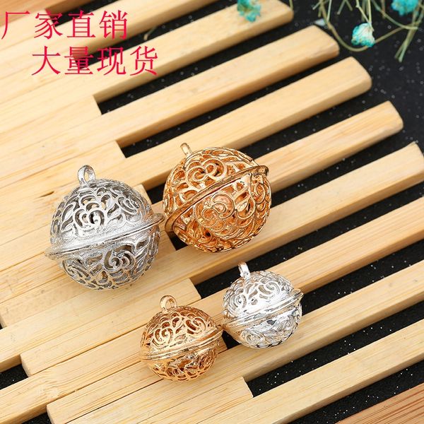 

diy metal accessories flower thousand bones palace bell diy chain pendant key chain pendant hollow bell, Silver