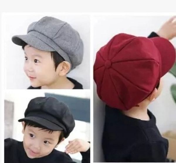 

korean new children's sun beret octagonal hat hat male and female baby octagonal cap woolen woolen baby beret, Blue;gray