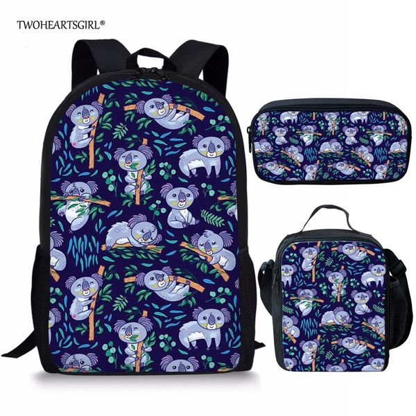 

twoheartsgirl детская школа сумка комплекты уникальный джунгли коала печати bookbags для детей стильный ребенка rucksack mochila infantil t2
