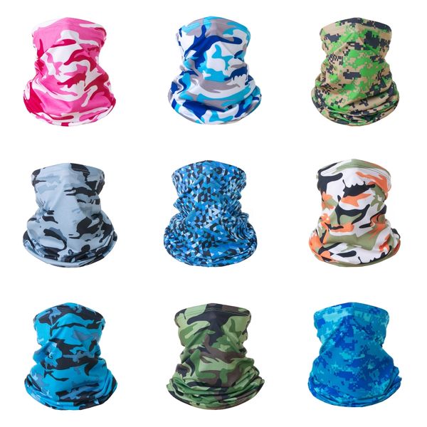 

wxtem seamless camouflage face shield mask headband visor neckwarmer bandana mask fishing cycling outdoor riding bandana cycling scarfs#790, Black