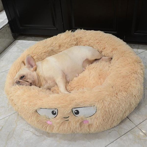 

round plush cat bed long plush super soft dog bed for small dogs cats nest winter warm sleeping lounger cat house puppy mat
