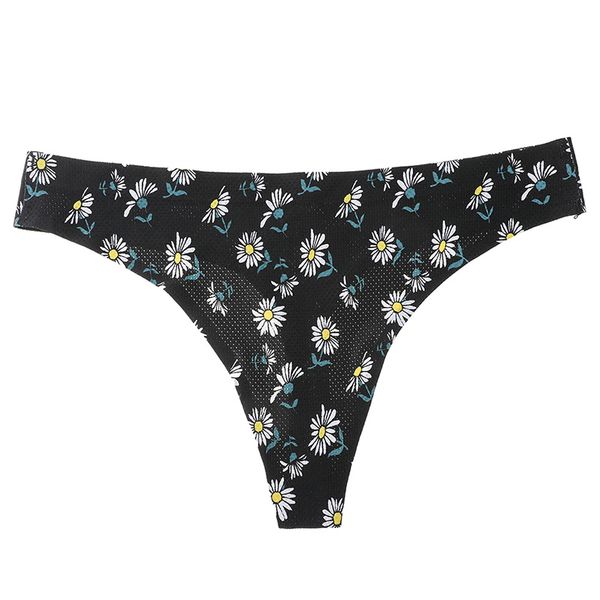 

women flowers lingerie temptation low-waist panties thong no trace breathable underwear female g string intimates, Black;pink