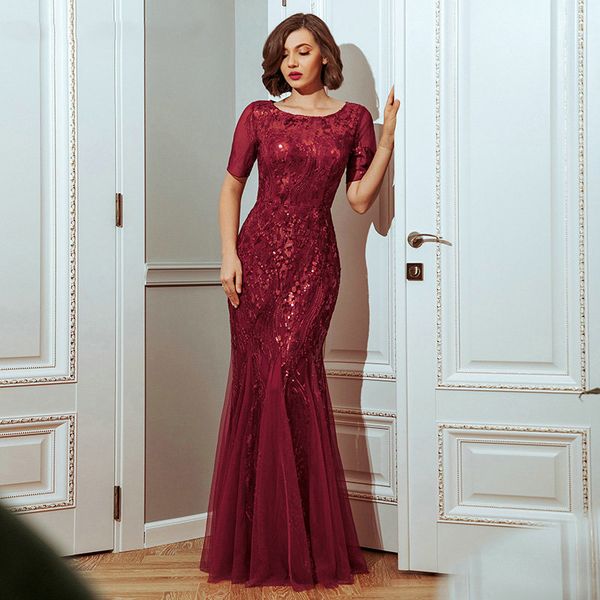 

plus size prom dresses o-neck short sleeve elegant little mermaid dresses formal party gowns 2020, White;black