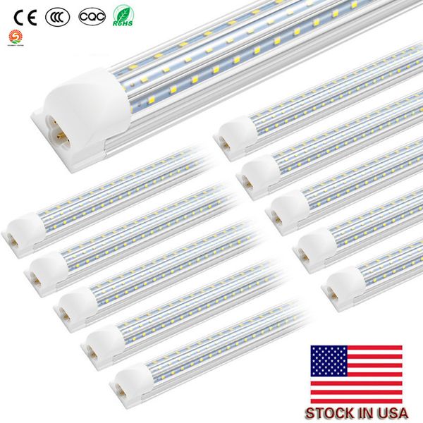 8 pés luzes LED 120W V Forma D em forma integrada T8 LED Tubes 8 pés refrigerador porta do freezer LED Lighting fileira dupla de fixação loja